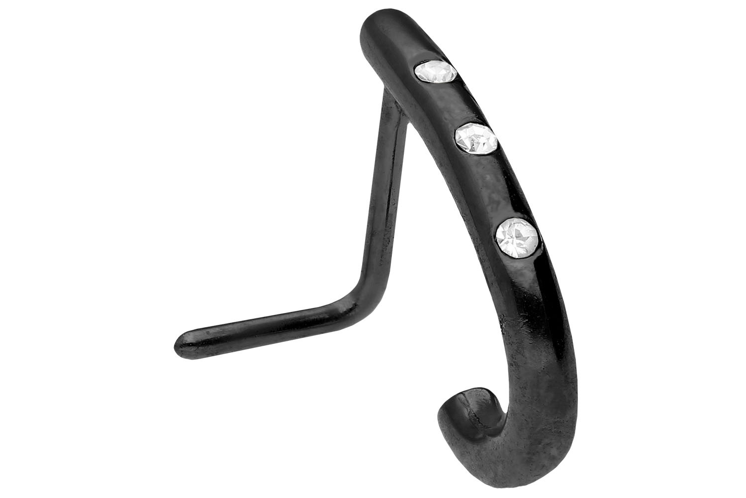 Chirurgenstahl Nasenstecker Nasenpiercing RUNDES DESIGN + DREI KRISTALLE ++SALE++